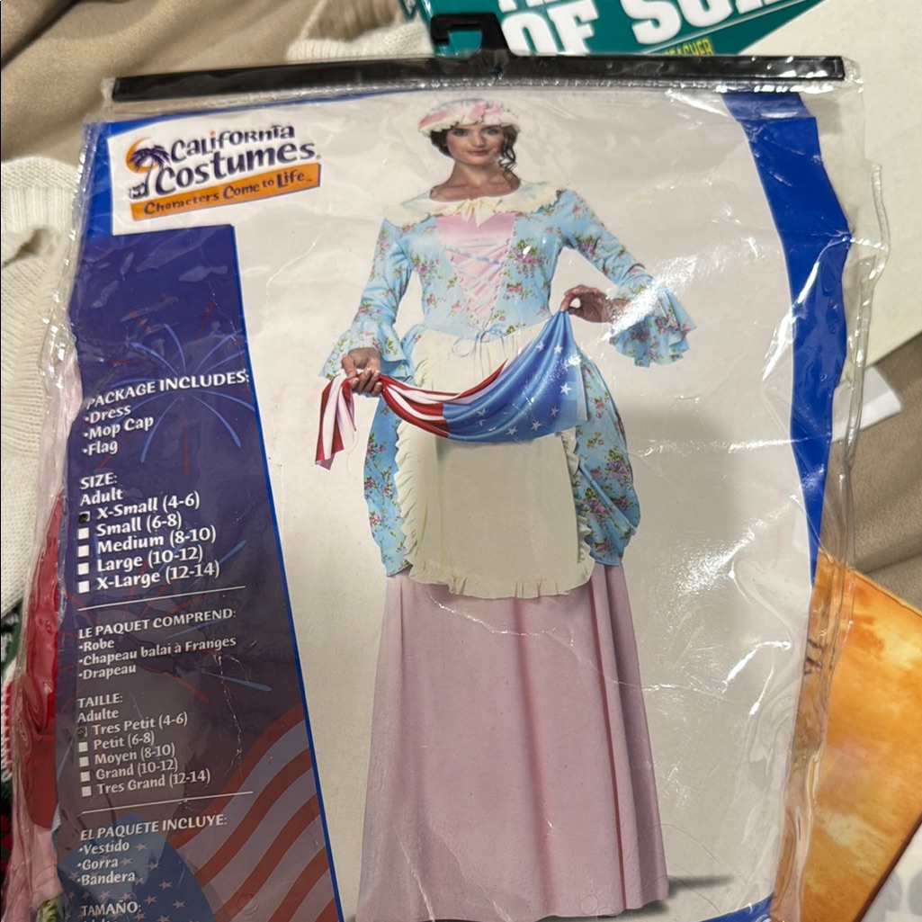 California Costumes Ladies Size Xs Colonial Costume  Blue And Pink